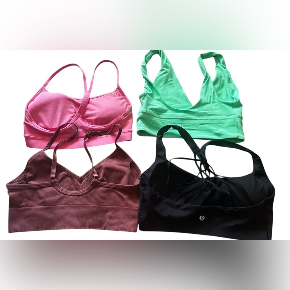 Lot of 4 LULULEMON  Sports Bras w Pads Strappy Gym Workout Yoga Pilates EUC sz 6 - Picture 2 of 2